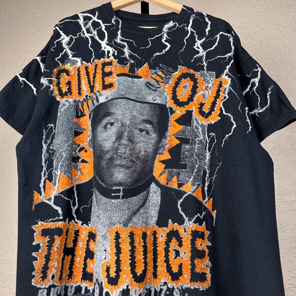 Give OJ The Juice OJ Simpson Modern Streetwear AOP Backstock Co XL Tee - Picture 2 of 5